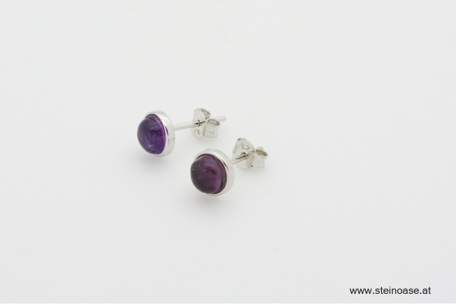 Ohrstecker Amethyst Cabochon Silber 6mm